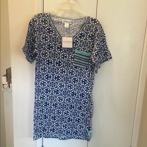 Sag Harbor Blue Patterned Women's sleep Top M